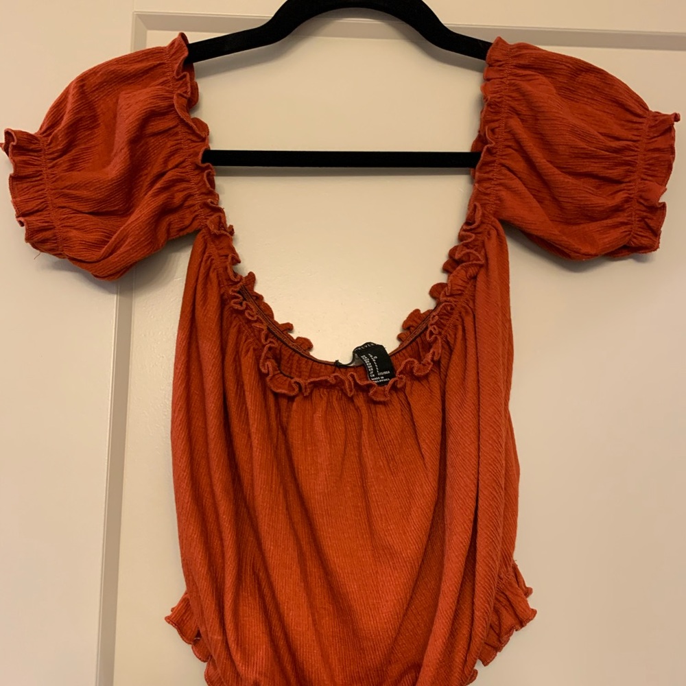 rust off the shoulder top